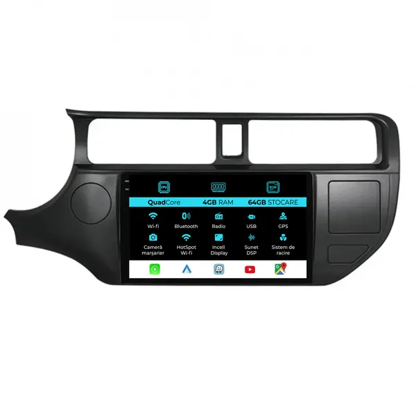 Navigatie Dedicata Kia Rio (2011-2014),QuadCore, 9 Inch, 4Gb Ram, 64Gb Stocare, Android Auto, Carplay