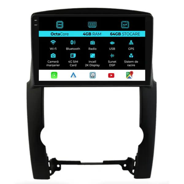 Navigatie Dedicata Kia Sorento (2009-2012), 2K, 4Gb Ram, 64Gb Stocare, Carplay