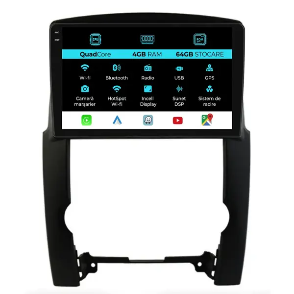 Navigatie Dedicata Kia Sorento (2009-2012),QuadCore, 9Inch, 4Gb Ram, 64Gb Stocare, Carplay