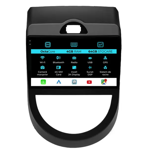 Navigatie Dedicata Kia Soul (2009-2013), 2K, 4Gb Ram, 64Gb Stocare, Android Auto, Carplay
