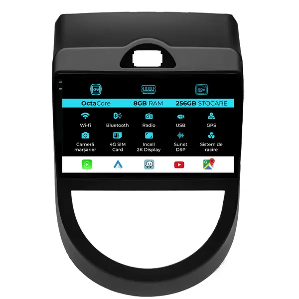 Navigatie Dedicata Kia Soul (2009-2013), 2K, 8Gb Ram, 256Gb Stocare, Android Auto, Carplay