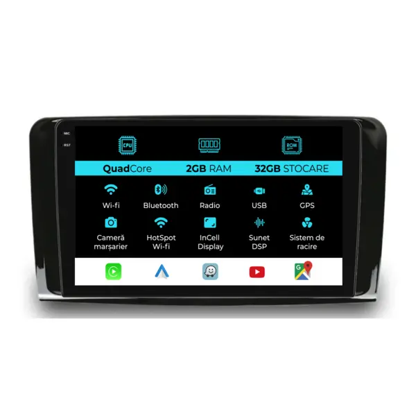 Navigatie Dedicata Mercedes-Benz ML W164 (2005 - 2011), 9 Inch, 2Gb Ram, 32Gb Stocare, Android Auto, Carplay