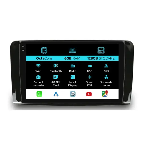 Navigatie Dedicata Mercedes Benz ML W164 GL X164 (2005 - 2012), 9Inch, 6Gb Ram, 128Gb Stocare, Carplay