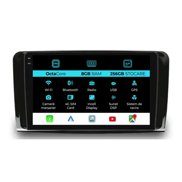 Navigatie Dedicata Mercedes Benz ML W164 GL X164 (2005 - 2012), 9Inch, 8Gb Ram, 256Gb Stocare, Carplay