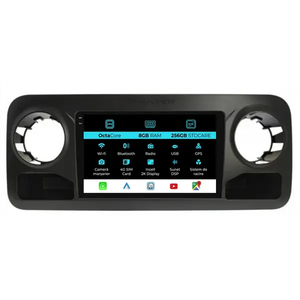 Navigatie Dedicata Mercedes-Benz Sprinter (2006 - 2018), 2K, 8Gb Ram, 256Gb Stocare, Android Auto, Carplay