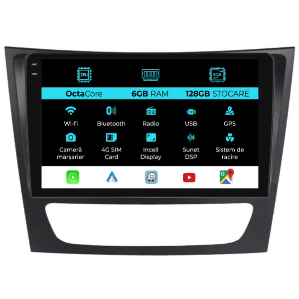 Navigatie Dedicata Mercedes E-Class W211 (2002 - 2010), 9Inch, 6Gb Ram, 128Gb Stocare, Carplay