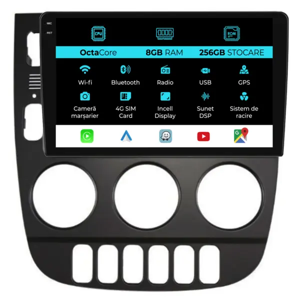 Navigatie Dedicata Mercedes ML W163 (1998-2005), 9Inch, 8Gb Ram, 256Gb Stocare, Carplay