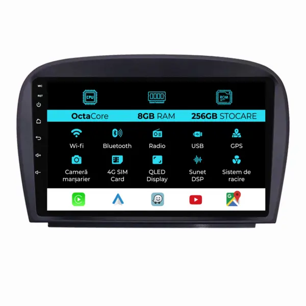 Navigatie Dedicata Mercedes SL R230 (2001-2011), 9Inch, 8Gb Ram, 256Gb Stocare, Carplay