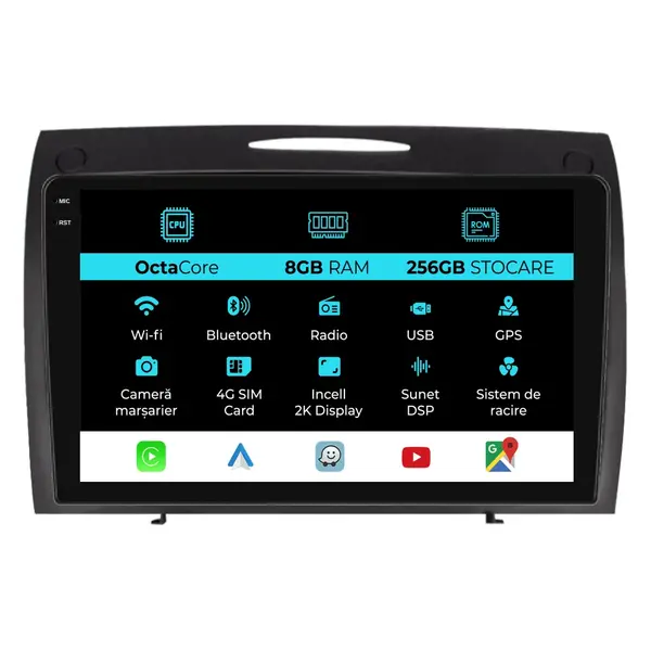Navigatie Dedicata Mercedes SLK (2004-2011), 2K, 8Gb Ram, 256Gb Stocare, Carplay