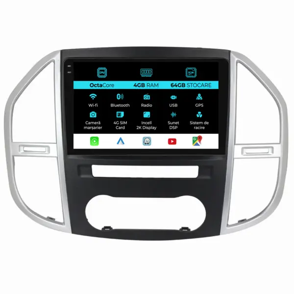 Navigatie Dedicata Mercedes Vito W447 (2014-2021), 2K, 4Gb Ram, 64Gb Stocare, Carplay