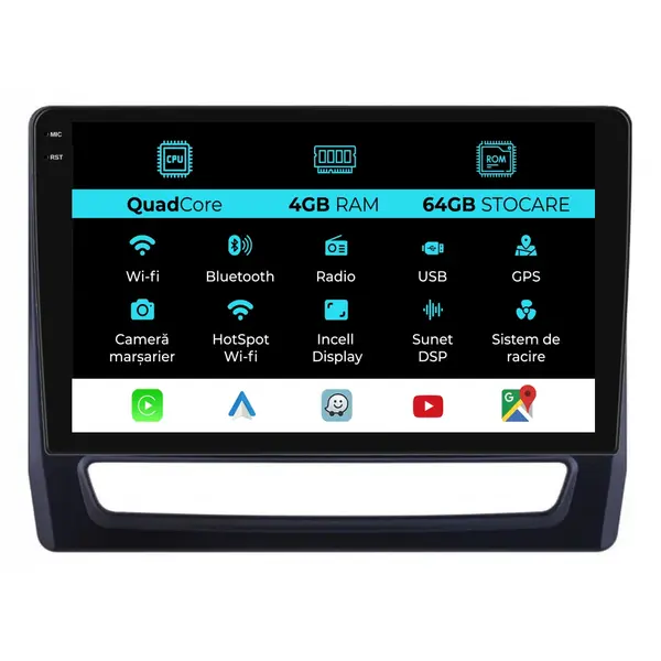 Navigatie Dedicata Mitsubishi ASX (2010 - 2019), QuadCore, 10 Inch, 4Gb Ram, 64Gb Stocare, Android Auto, Carplay