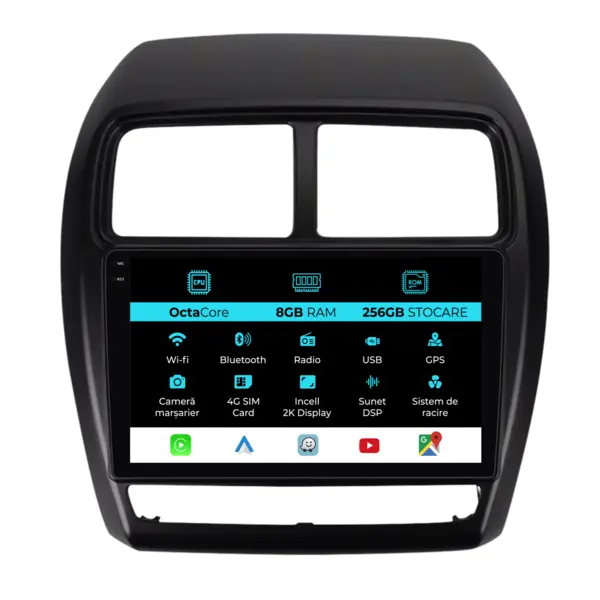 Navigatie Dedicata Mitsubishi ASX (2016-2019), 2K, 8Gb Ram, 256Gb Stocare, Carplay