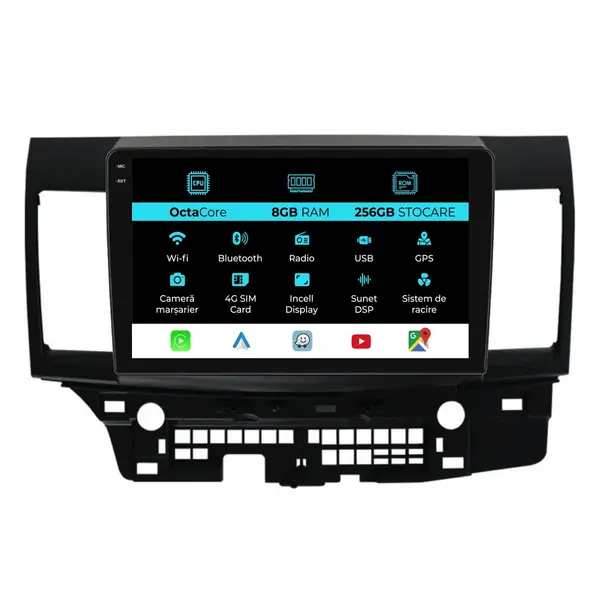 Navigatie Dedicata Mitsubishi Lancer (2007 - 2013), 9 Inch, 8Gb Ram, 256Gb Stocare, Android Auto, Carplay