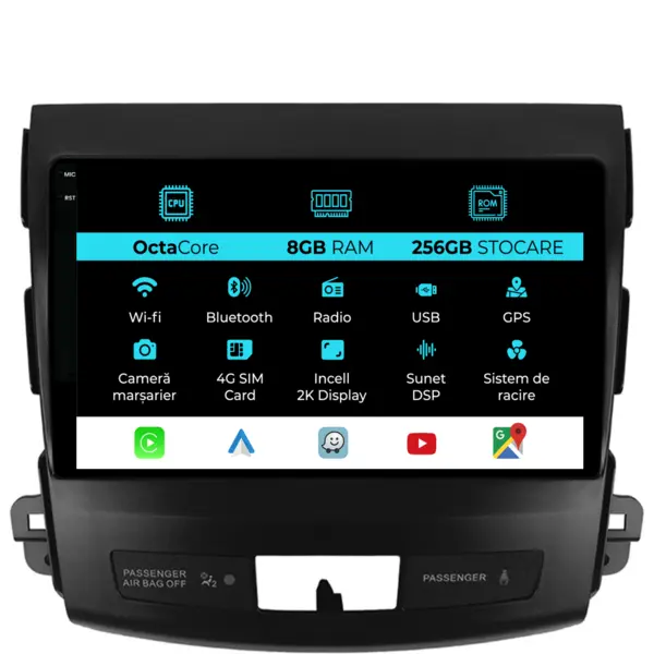 Navigatie Dedicata Mitsubishi Outlander (2001 - 2005), 2K, 8Gb Ram, 256Gb Stocare, Android Auto, Carplay
