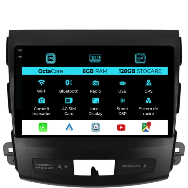 Navigatie Dedicata Mitsubishi Outlander (2005-2011), 9Inch, 6Gb Ram, 128Gb Stocare, Carplay