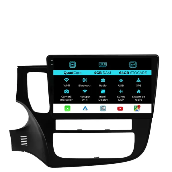 Navigatie Dedicata Mitsubishi Outlander (2013-2019),QuadCore, 10Inch, 4Gb Ram, 64Gb Stocare, Carplay