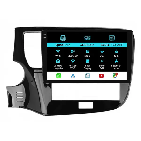 Navigatie Dedicata Mitsubishi Outlander (2013 - 2020), QuadCore, 10 Inch, 4Gb Ram, 64Gb Stocare, Android Auto, Carplay