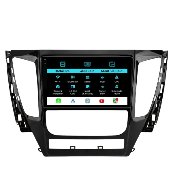 Navigatie Dedicata Mitsubishi Pajero (2016-2018), 2K, 4Gb Ram, 64Gb Stocare, Carplay
