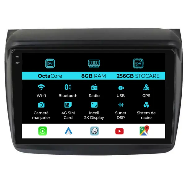 Navigatie Dedicata Mitsubishi Pajero Sport (2006 - 2013), 2K, 8Gb Ram, 256Gb Stocare, Android Auto, Carplay