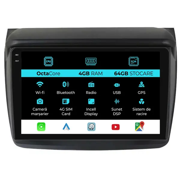 Navigatie Dedicata Mitsubishi Pajero Sport (2006 - 2013), 9 Inch, 4Gb Ram, 64Gb Stocare, Android Auto, Carplay