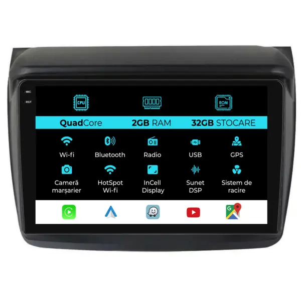 Navigatie Dedicata Mitsubishi Pajero Sport (2006-2013), 9Inch, 2Gb Ram, 32Gb Stocare, Carplay