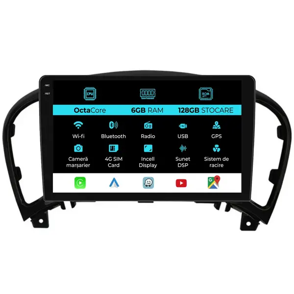 Navigatie Dedicata Nissan Juke (2010 - 2017), 9 Inch, 6Gb Ram, 128Gb Stocare, Android Auto, Carplay