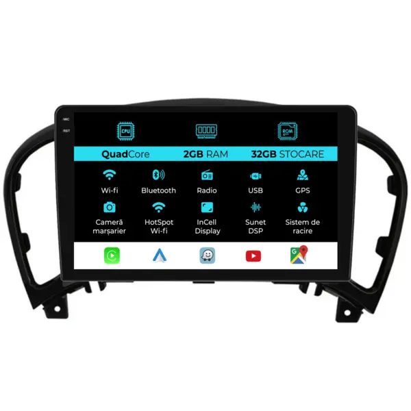 Navigatie Dedicata Nissan Juke (2010-2017), 9Inch, 2Gb Ram, 32Gb Stocare, Carplay
