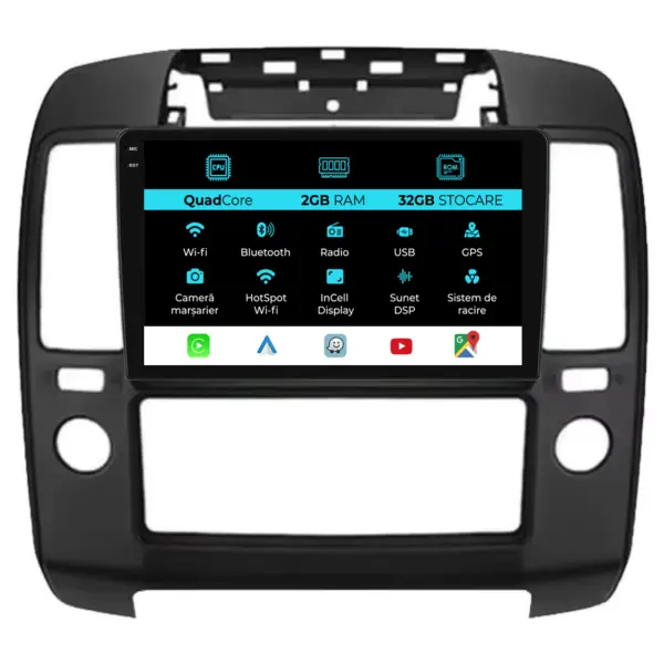 Navigatie Dedicata Nissan Navara (2004-2010), 9Inch, 2Gb Ram, 32Gb Stocare, Carplay