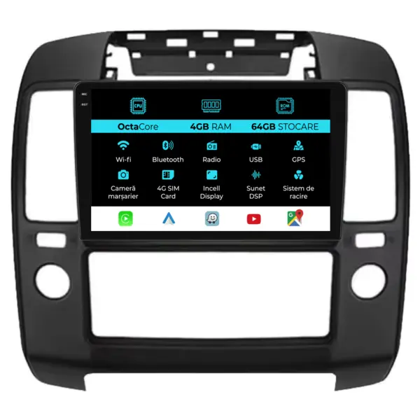 Navigatie Dedicata Nissan Navara (2004-2010), 9Inch, 4Gb Ram, 64Gb Stocare, Carplay