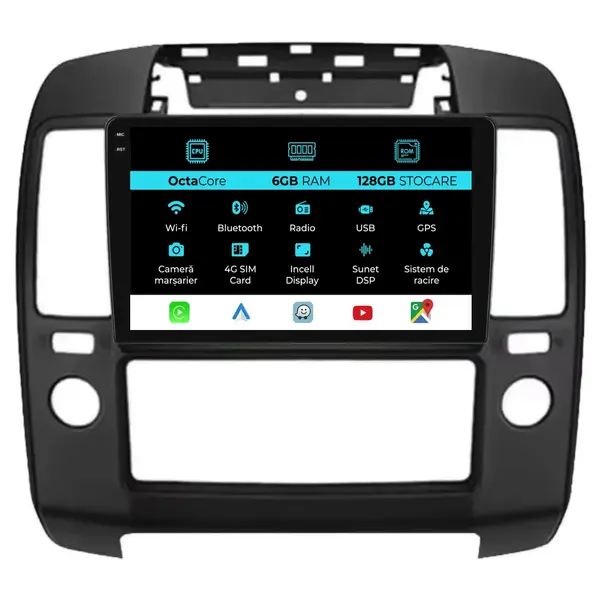 Navigatie Dedicata Nissan Navara (2004-2010), 9Inch, 6Gb Ram, 128Gb Stocare, Carplay