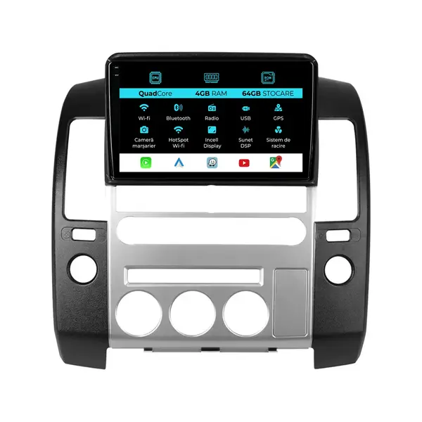 Navigatie Dedicata Nissan Navara (2004 - 2010), QuadCore, 9 Inch, 4Gb Ram, 64Gb Stocare, Android Auto, Carplay