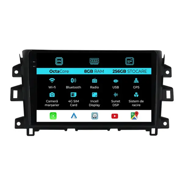 Navigatie Dedicata Nissan Navara (2015-2022), 10Inch, 8Gb Ram, 256Gb Stocare, Carplay