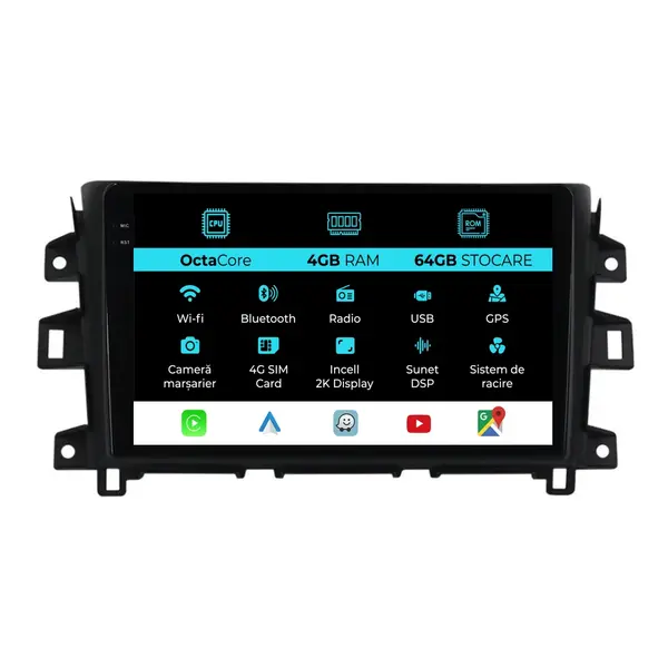 Navigatie Dedicata Nissan Navara (2015-2022), 2K, 4Gb Ram, 64Gb Stocare, Carplay