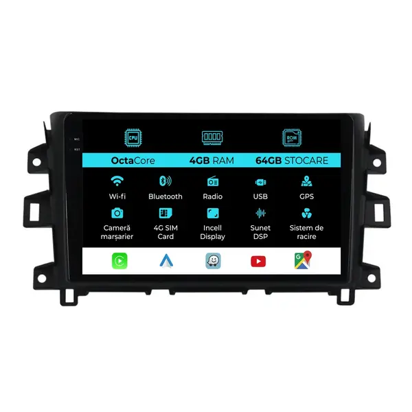 Navigatie Dedicata Nissan Navara (2015 - 2023), 10 Inch, 4Gb Ram, 64Gb Stocare, Android Auto, Carplay