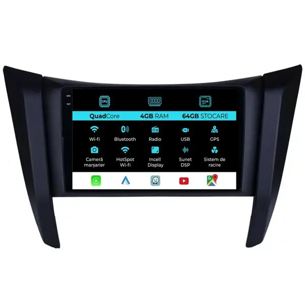 Navigatie Dedicata Nissan Navara (2015 - 2023), QuadCore, 9 Inch, 4Gb Ram, 64Gb Stocare, Android Auto, Carplay