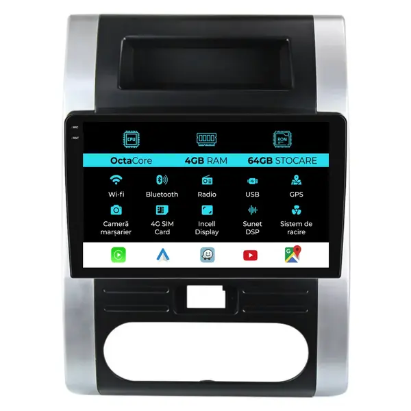 Navigatie Dedicata Nissan X-Trail T31 (2006 - 2012), 10 Inch, 4Gb Ram, 64Gb Stocare, Android Auto, Carplay