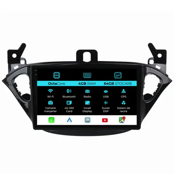 Navigatie Dedicata Opel Adam (2012 - 2019), 9 Inch, 4Gb Ram, 64Gb Stocare, Android Auto, Carplay