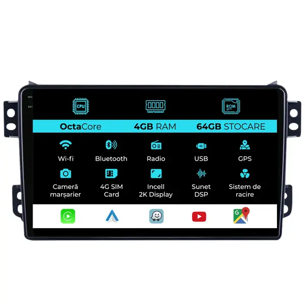 Navigatie Dedicata Opel Agila (2007-2014), 2K, 4Gb Ram, 64Gb Stocare, Carplay