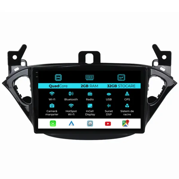 Navigatie Dedicata Opel Corsa E Adam (2012-2019), 9Inch, 2Gb Ram, 32Gb Stocare, Carplay