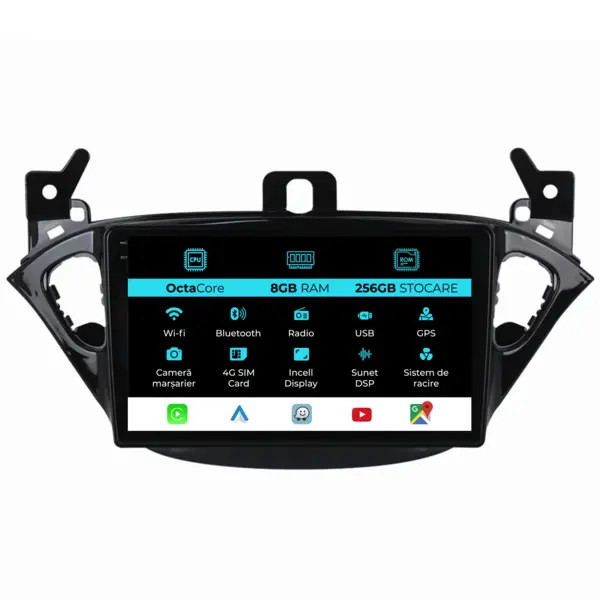 Navigatie Dedicata Opel Corsa E Adam (2012-2019), 9Inch, 8Gb Ram, 256Gb Stocare, Carplay