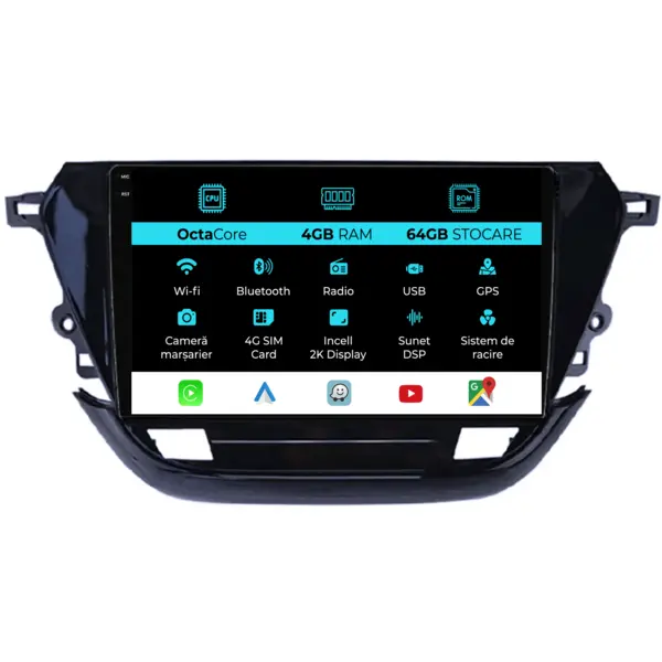 Navigatie Dedicata Opel Corsa F (2019 - 2023), 2K, 4Gb Ram, 64Gb Stocare, Android Auto, Carplay