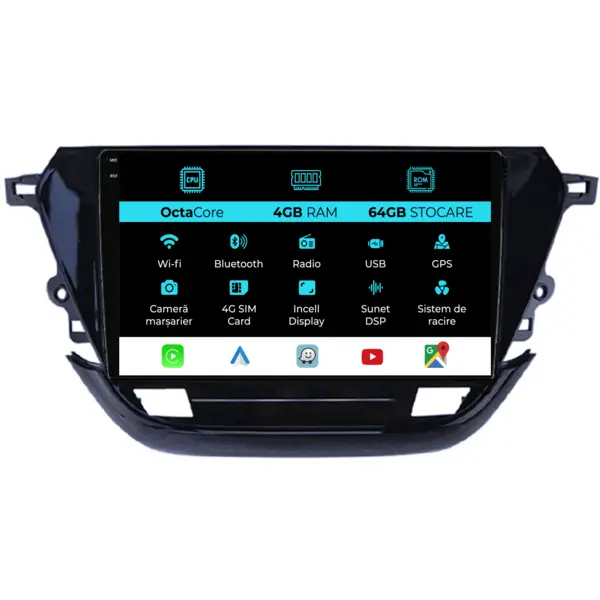 Navigatie Dedicata Opel Corsa F (2019 - 2023), 9 Inch, 4Gb Ram, 64Gb Stocare, Android Auto, Carplay