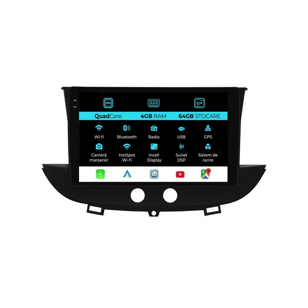 Navigatie Dedicata Opel Crossland X (2017 - 2021), QuadCore, 9 Inch, 4Gb Ram, 64Gb Stocare, Android Auto, Carplay