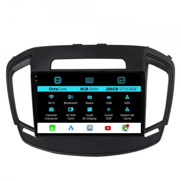 Navigatie Dedicata Opel Insignia (2008 - 2013), 2K, 8Gb Ram, 256Gb Stocare, Android Auto, Carplay