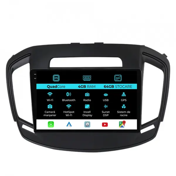 Navigatie Dedicata Opel Insignia (2008 - 2013), QuadCore, 9 Inch, 4Gb Ram, 64Gb Stocare, Android Auto, Carplay