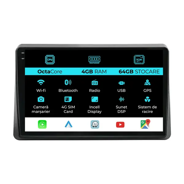 Navigatie Dedicata Opel Movano (2020-2024), 10Inch, 4Gb Ram, 64Gb Stocare, Carplay