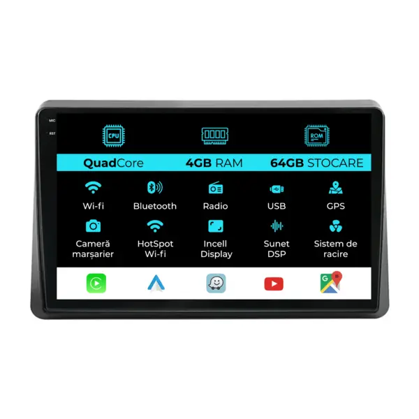 Navigatie Dedicata Opel Movano (2020 - 2024), QuadCore, 10 Inch, 4Gb Ram, 64Gb Stocare, Android Auto, Carplay