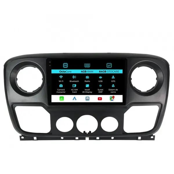 Navigatie Dedicata Opel Movano Renault Master Nissan NV400 (2010-2020), 2K, 4Gb Ram, 64Gb Stocare, Carplay