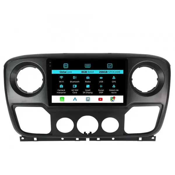 Navigatie Dedicata Opel Movano Renault Master Nissan NV400 (2010-2020), 2K, 8Gb Ram, 256Gb Stocare, Carplay