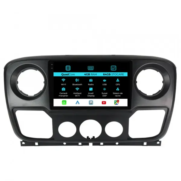 Navigatie Dedicata Opel Movano Renault Master Nissan NV400 (2010-2020),QuadCore, 10Inch, 4Gb Ram, 64Gb Stocare, Carplay